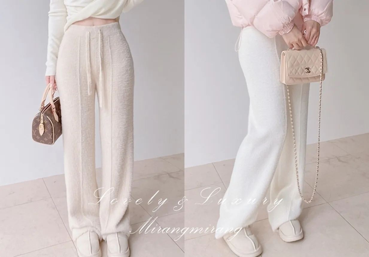 エコファーワイドドローストリングウエストゴムパンツ | mirangmirang | 詳細画像1