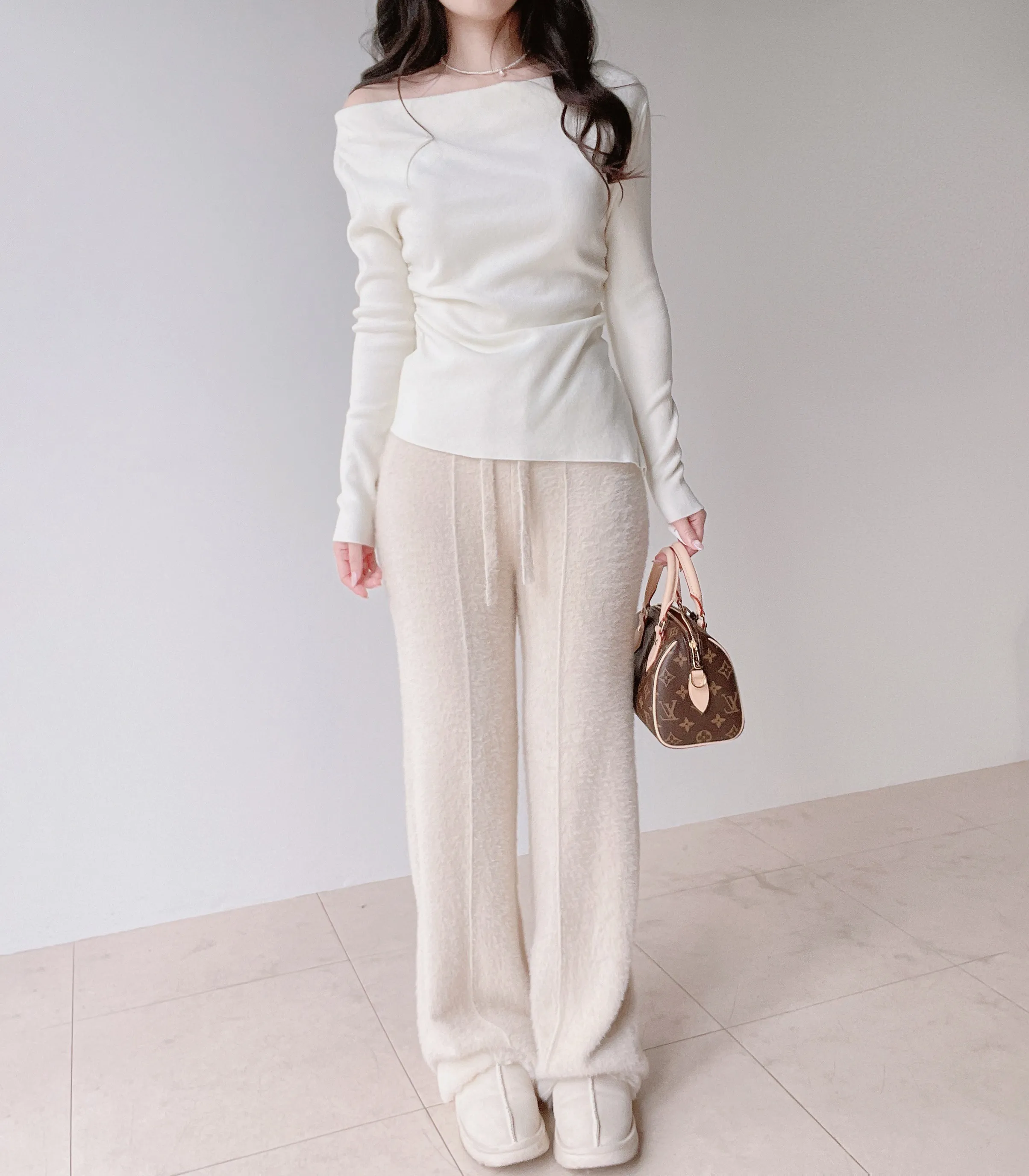 エコファーワイドドローストリングウエストゴムパンツ | mirangmirang | 詳細画像12