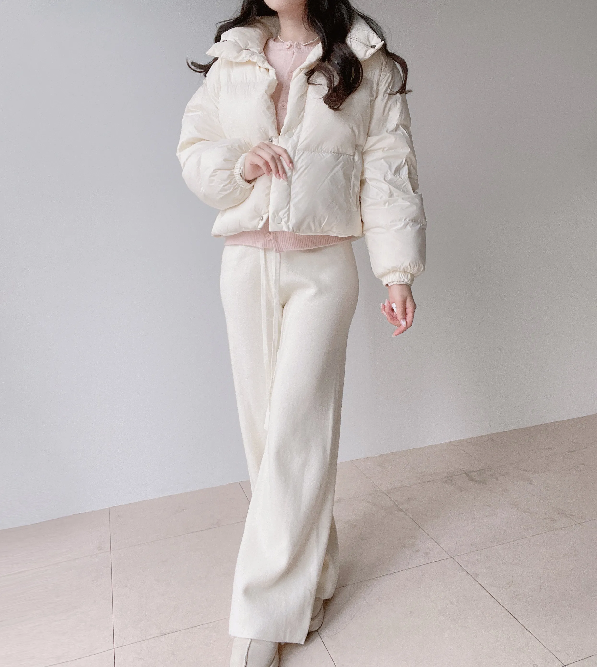 ニットベーシックウエストゴムドローストリングワイドパンツ | mirangmirang | 詳細画像10