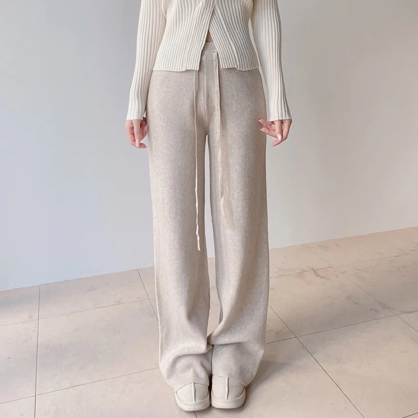 ニットベーシックウエストゴムドローストリングワイドパンツ | mirangmirang | 詳細画像24