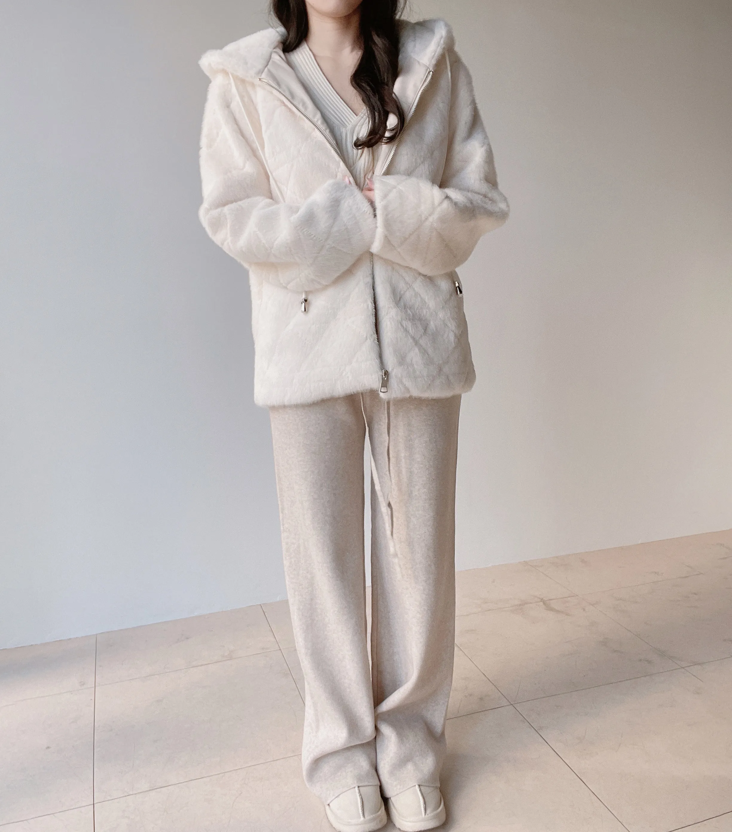 ニットベーシックウエストゴムドローストリングワイドパンツ | mirangmirang | 詳細画像29