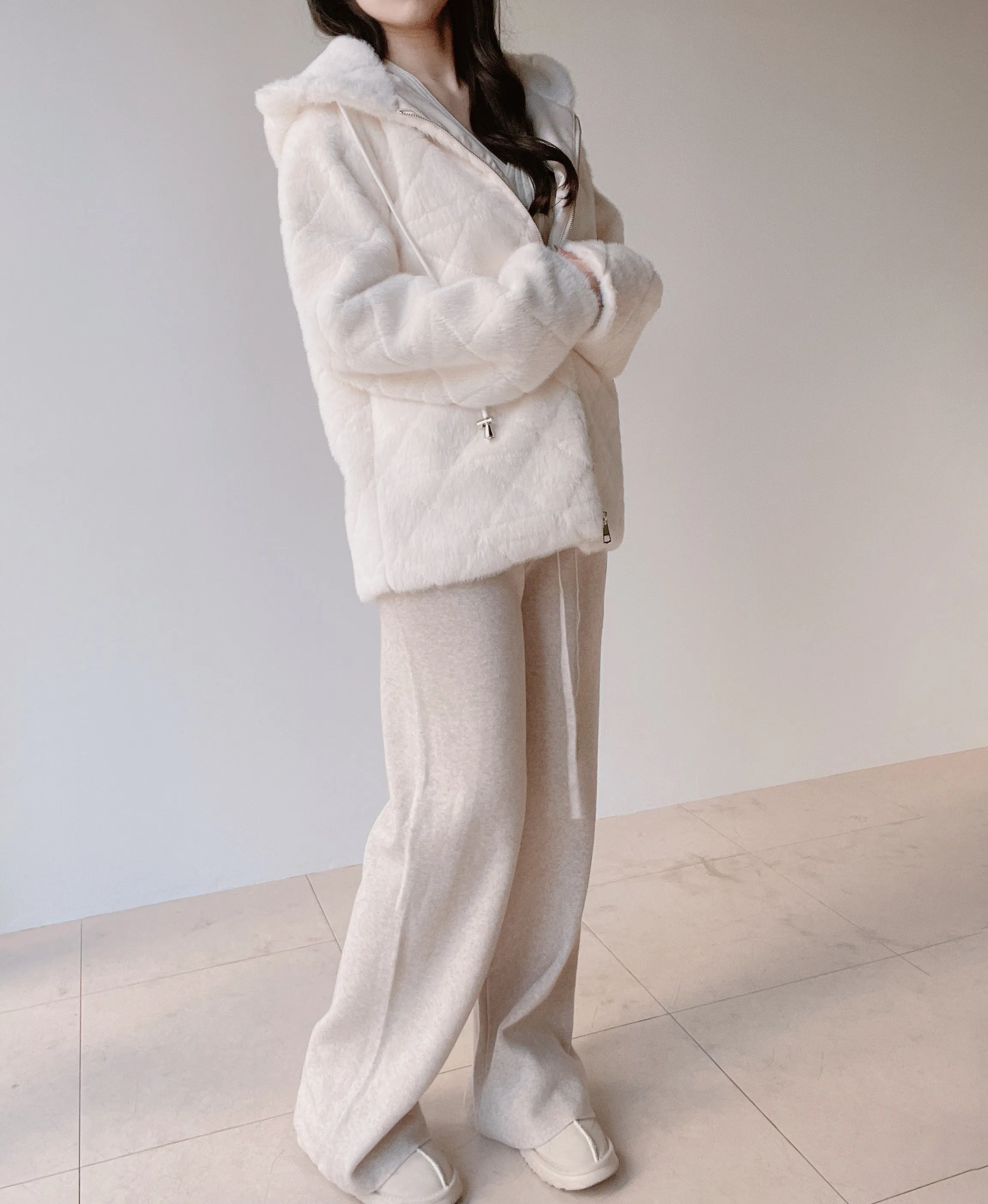 ニットベーシックウエストゴムドローストリングワイドパンツ | mirangmirang | 詳細画像30