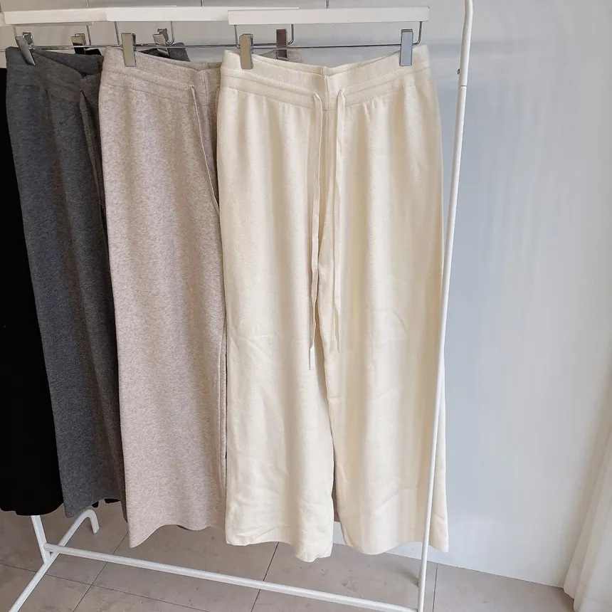 ニットベーシックウエストゴムドローストリングワイドパンツ | mirangmirang | 詳細画像42