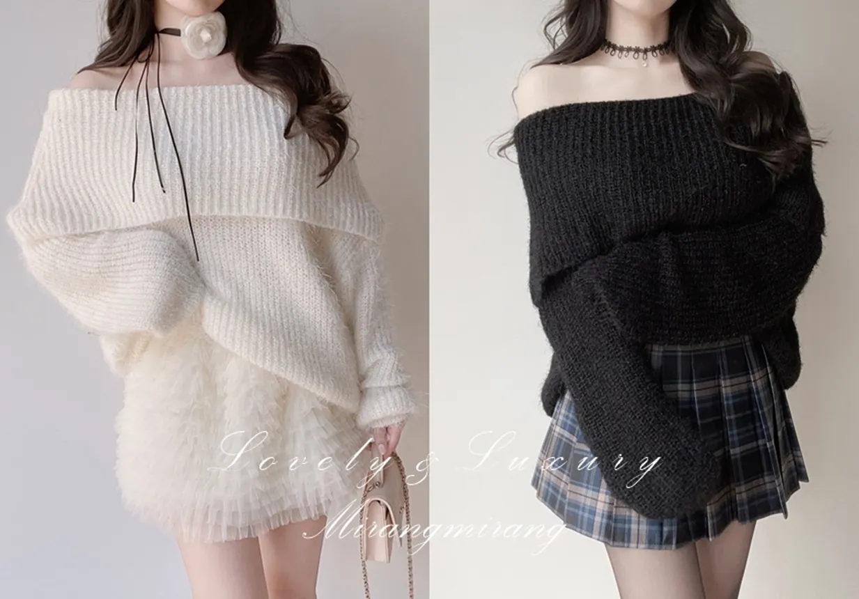 エコファーオフショルダーニット | mirangmirang | 詳細画像1