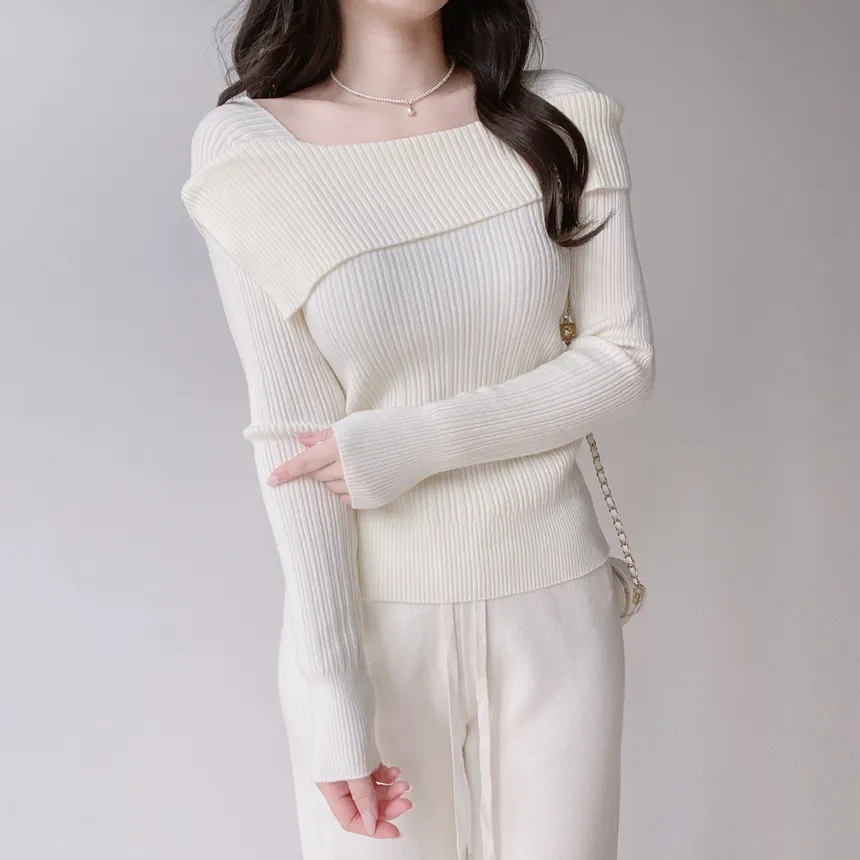 リブオフショルダーニット | mirangmirang | 詳細画像2