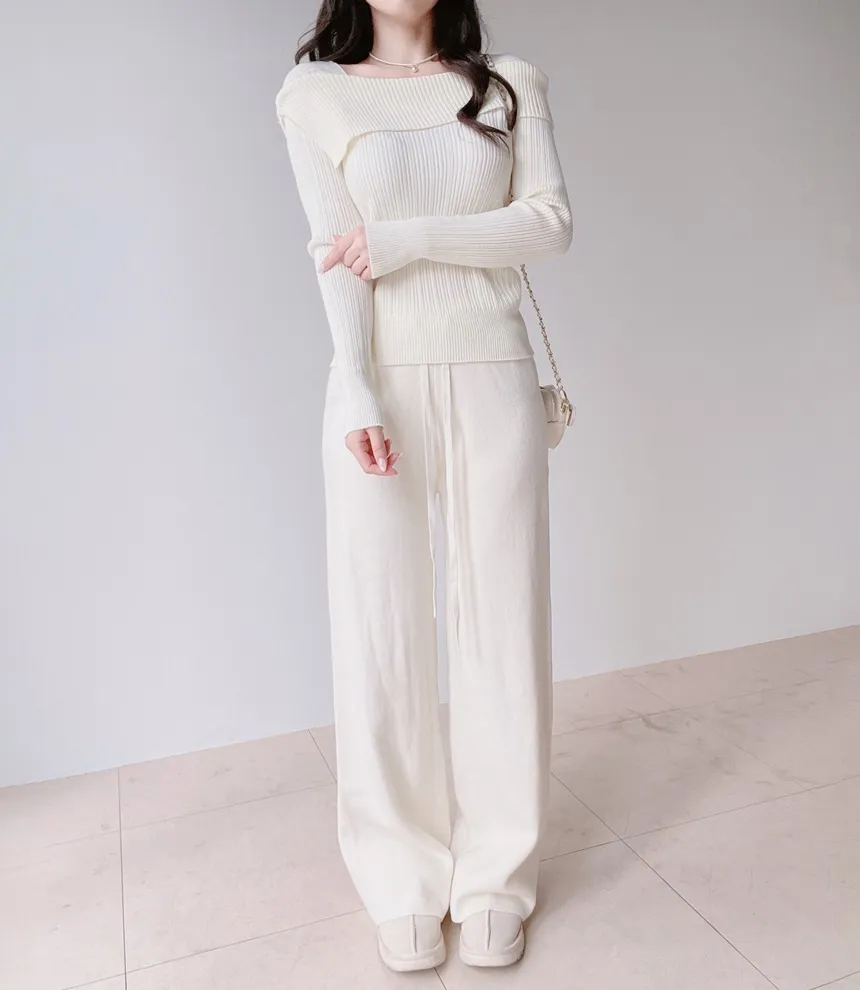 リブオフショルダーニット | mirangmirang | 詳細画像15