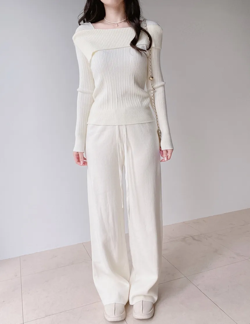 リブオフショルダーニット | mirangmirang | 詳細画像16