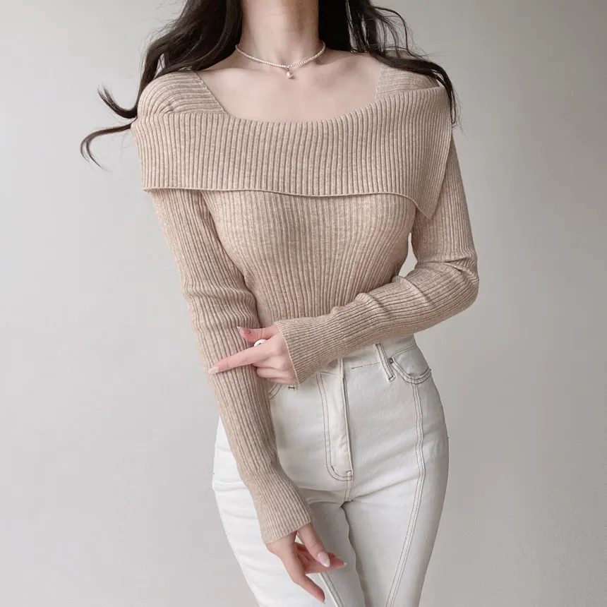 リブオフショルダーニット | mirangmirang | 詳細画像18