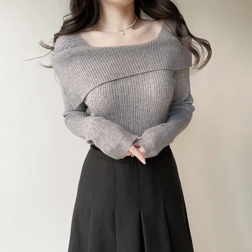 リブオフショルダーニット | mirangmirang | 詳細画像27