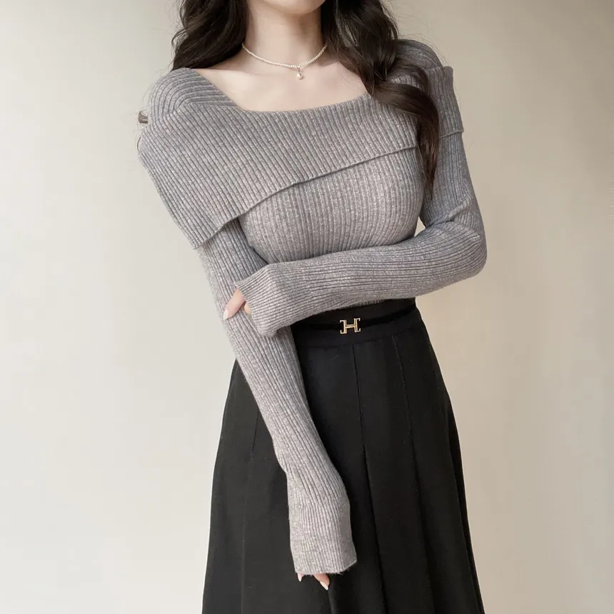 リブオフショルダーニット | mirangmirang | 詳細画像28