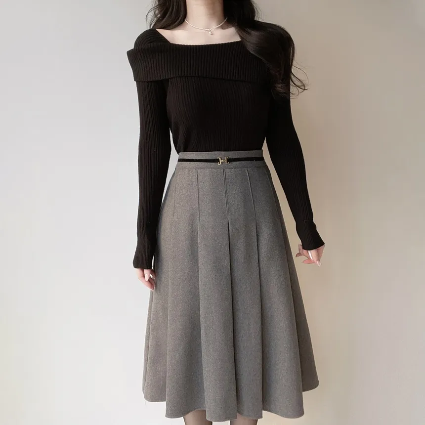 リブオフショルダーニット | mirangmirang | 詳細画像34