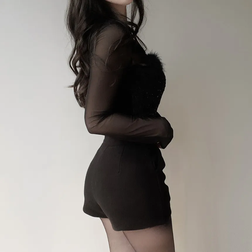 ツイードシースルーラウンドネックビジューボタンアンサンブル | mirangmirang | 詳細画像16