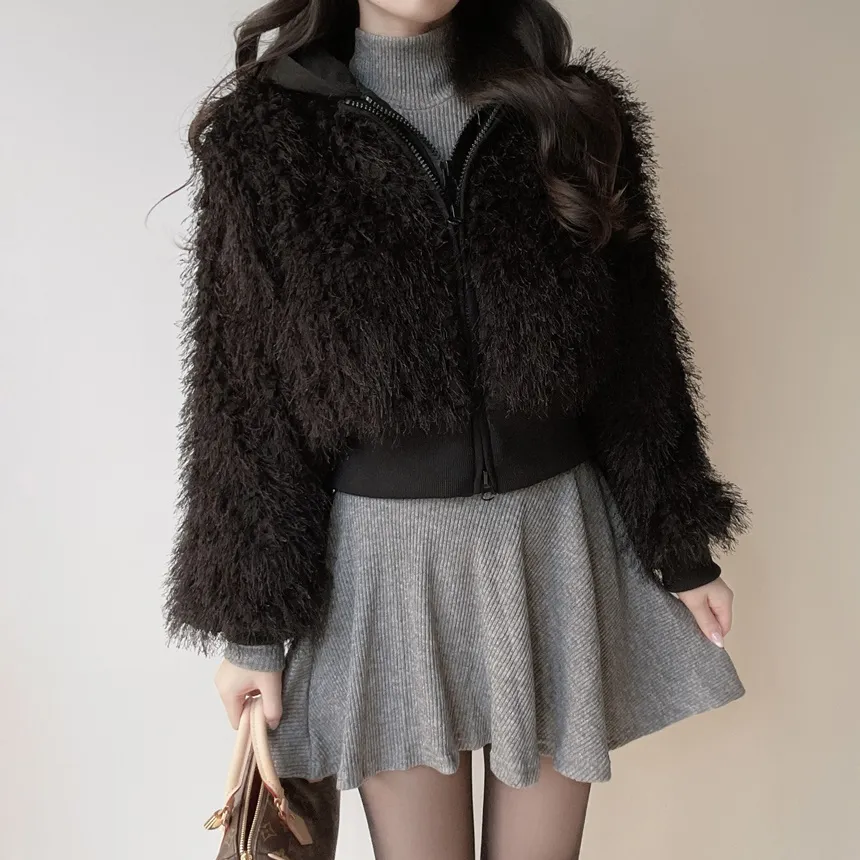 エコファーフードダブルジップジップパーカー | mirangmirang | 詳細画像19