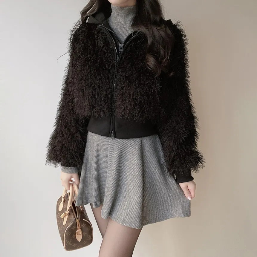 エコファーフードダブルジップジップパーカー | mirangmirang | 詳細画像20