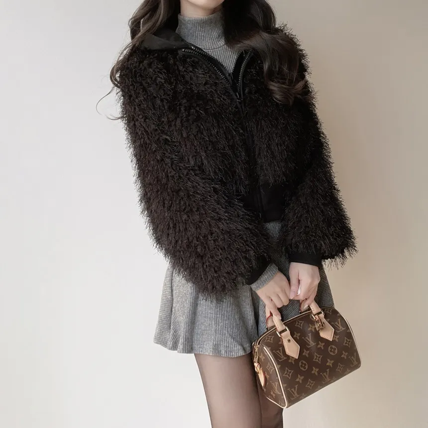 エコファーフードダブルジップジップパーカー | mirangmirang | 詳細画像25