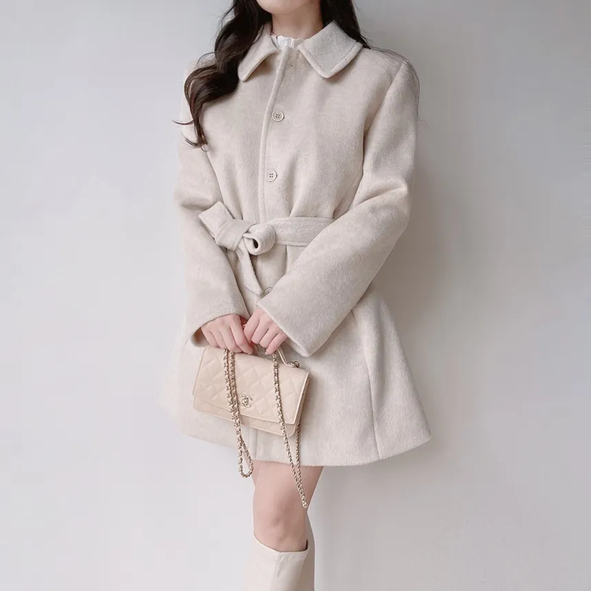 ウール混カラーポケットフレアコートストラップ付 | mirangmirang | 詳細画像14