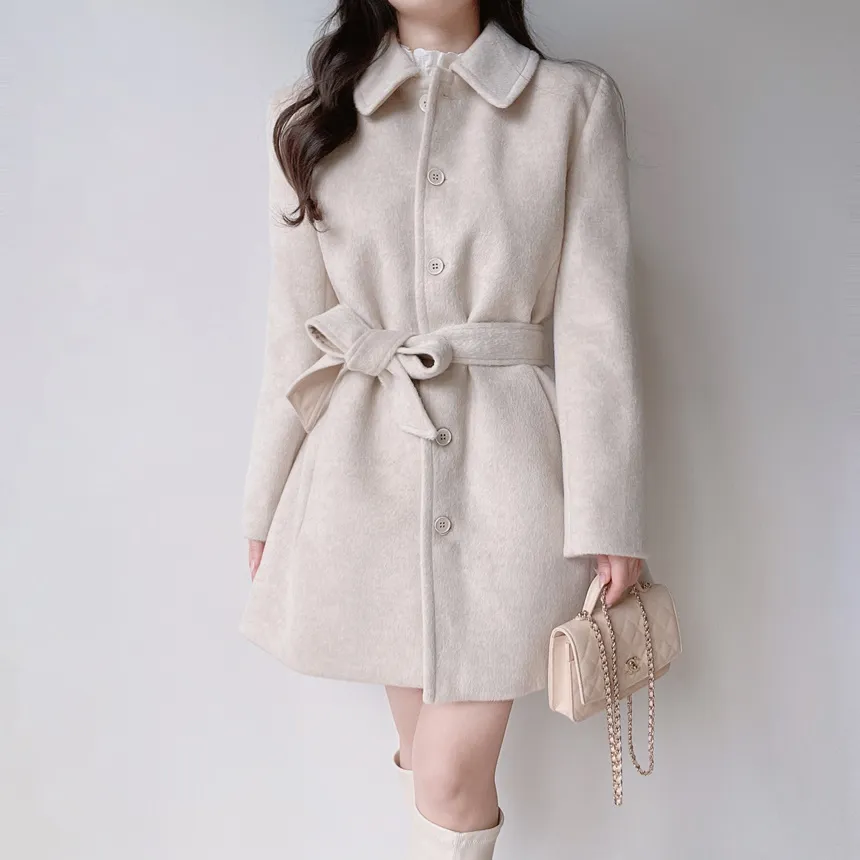 ウール混カラーポケットフレアコートストラップ付 | mirangmirang | 詳細画像16