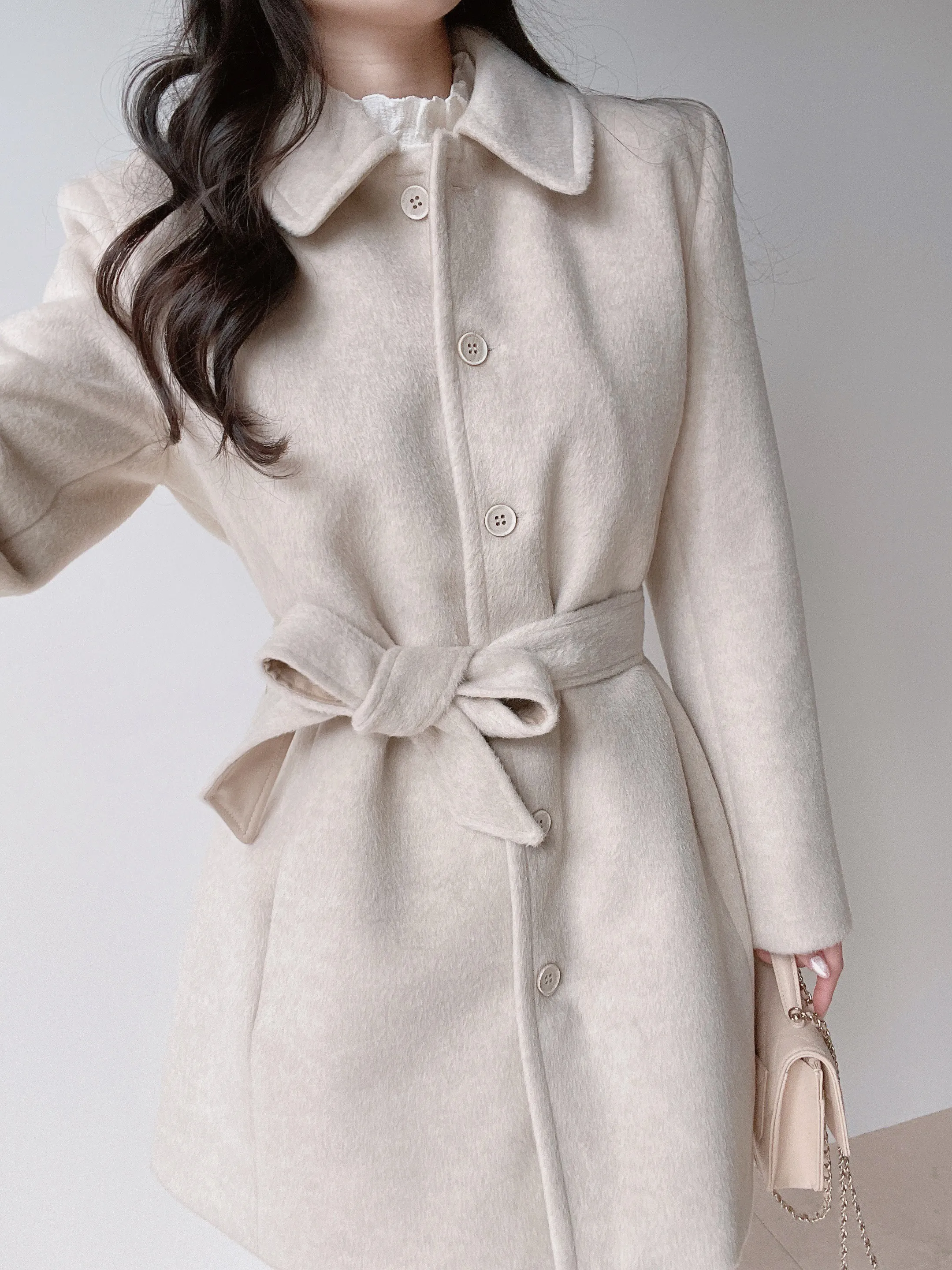 ウール混カラーポケットフレアコートストラップ付 | mirangmirang | 詳細画像17