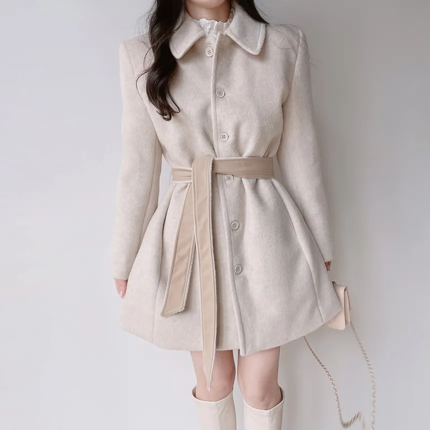 ウール混カラーポケットフレアコートストラップ付 | mirangmirang | 詳細画像19