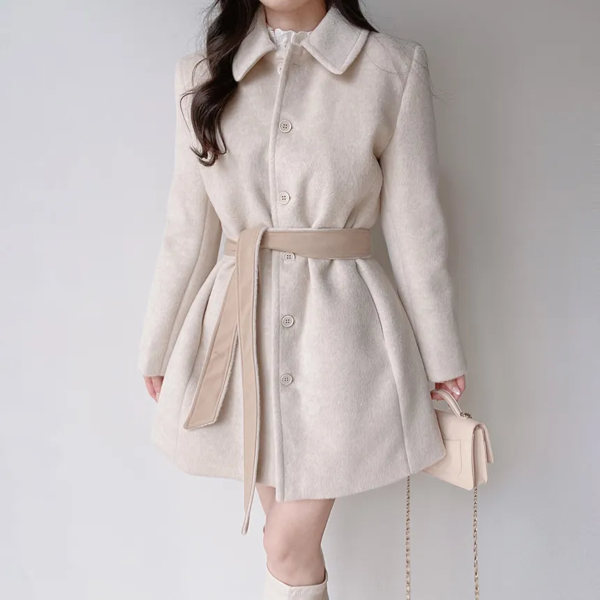 ウール混カラーポケットフレアコートストラップ付 | mirangmirang | 詳細画像20