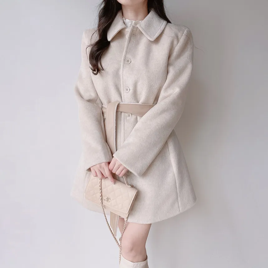 ウール混カラーポケットフレアコートストラップ付 | mirangmirang | 詳細画像21