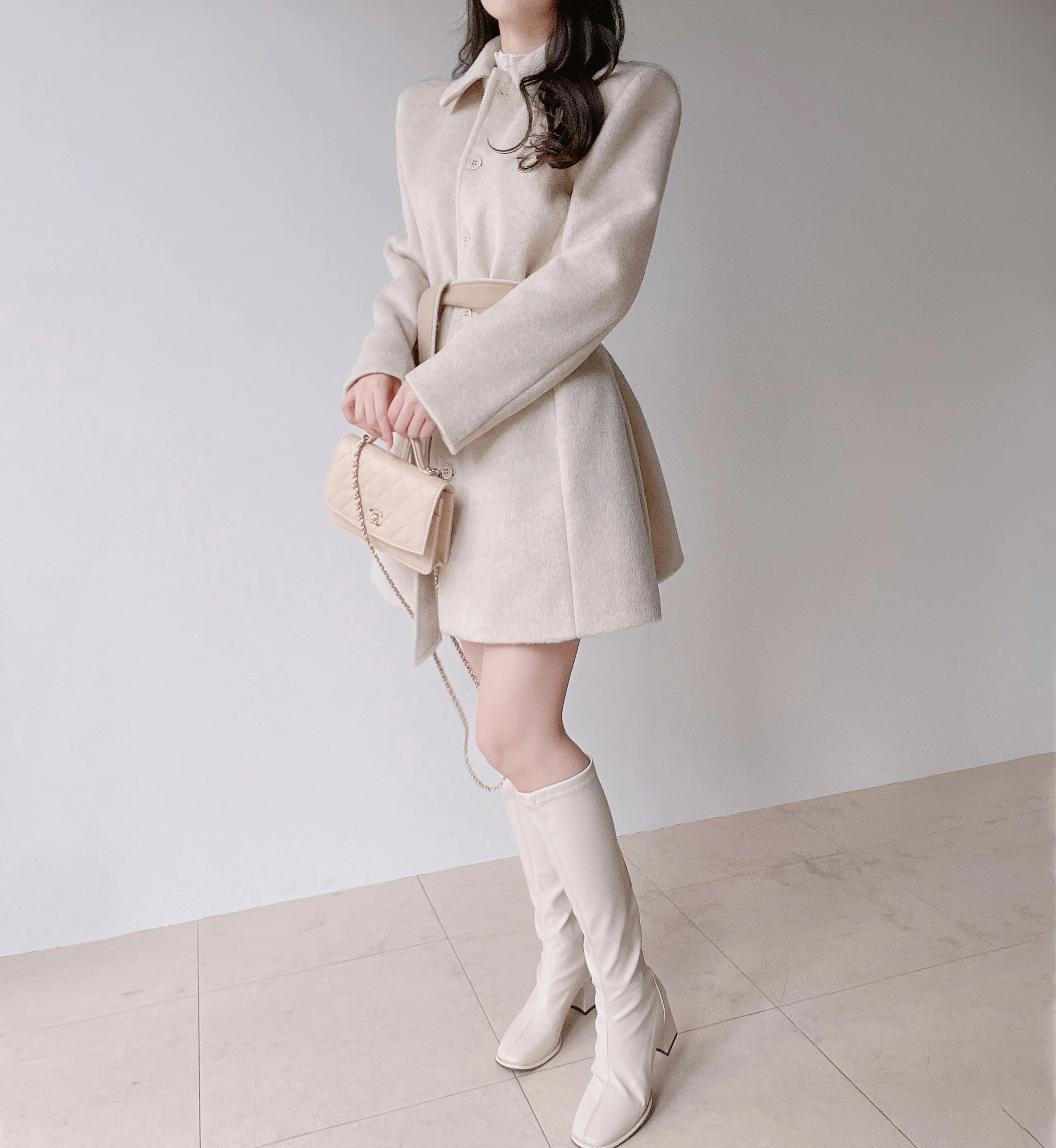 ウール混カラーポケットフレアコートストラップ付 | mirangmirang | 詳細画像24