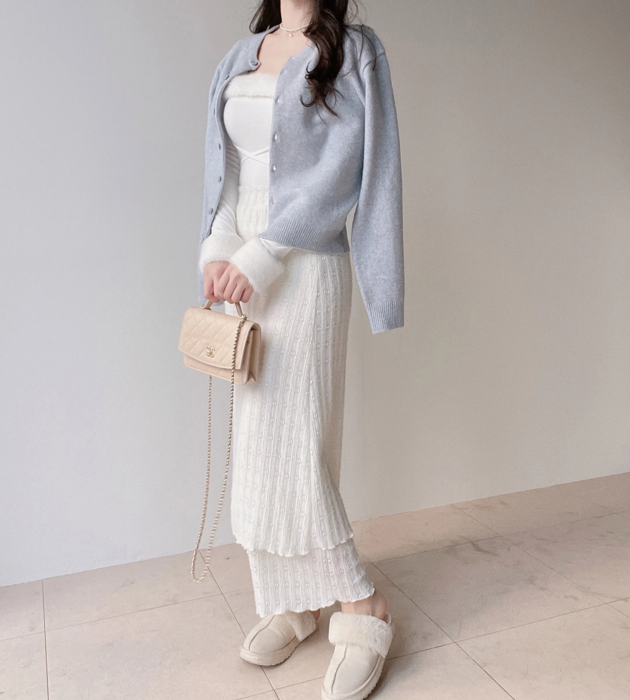 ラウンドネックベーシックカーディガン | mirangmirang | 詳細画像16