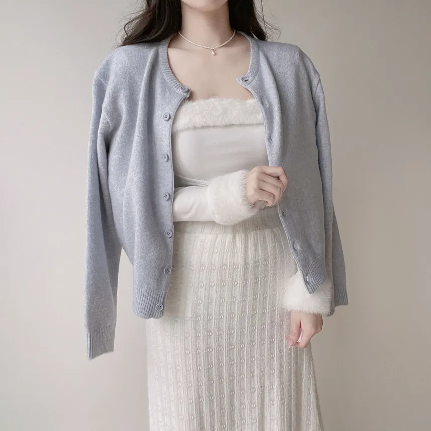 ラウンドネックベーシックカーディガン | mirangmirang | 詳細画像25