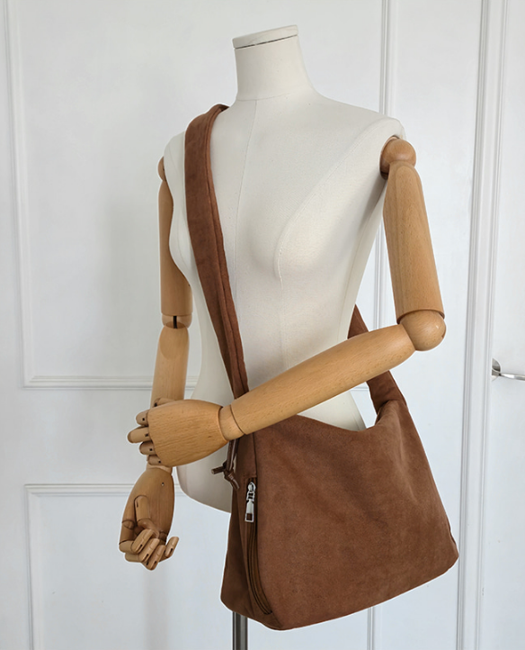 スエード調ジップアップドローストリングポケットショルダーバッグ | 詳細画像7