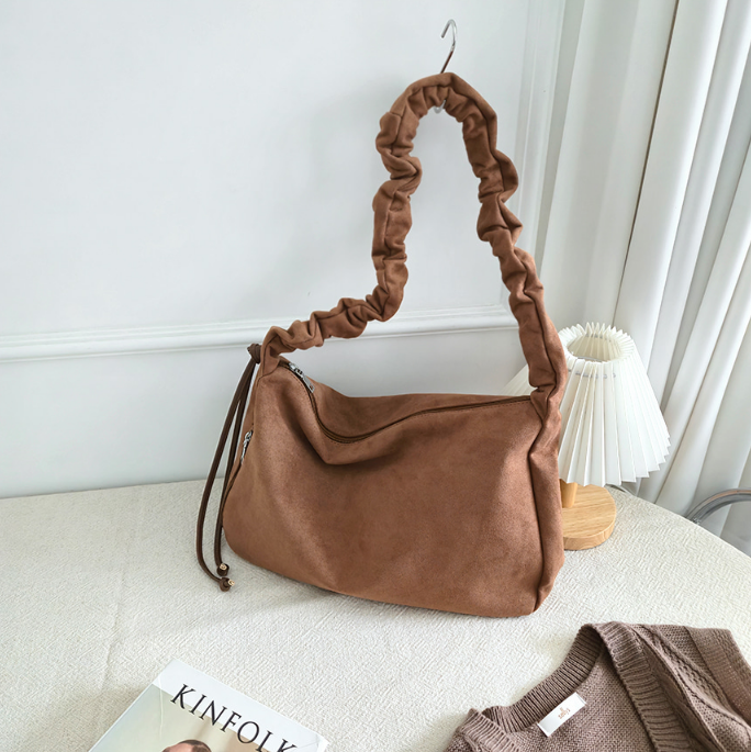 スエード調ジップアップドローストリングポケットショルダーバッグ | 詳細画像10