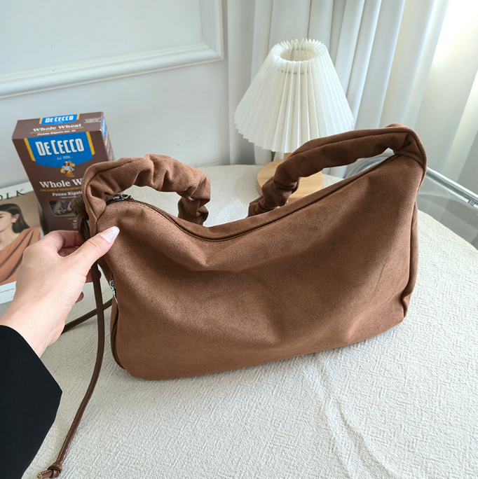 スエード調ジップアップドローストリングポケットショルダーバッグ | 詳細画像12