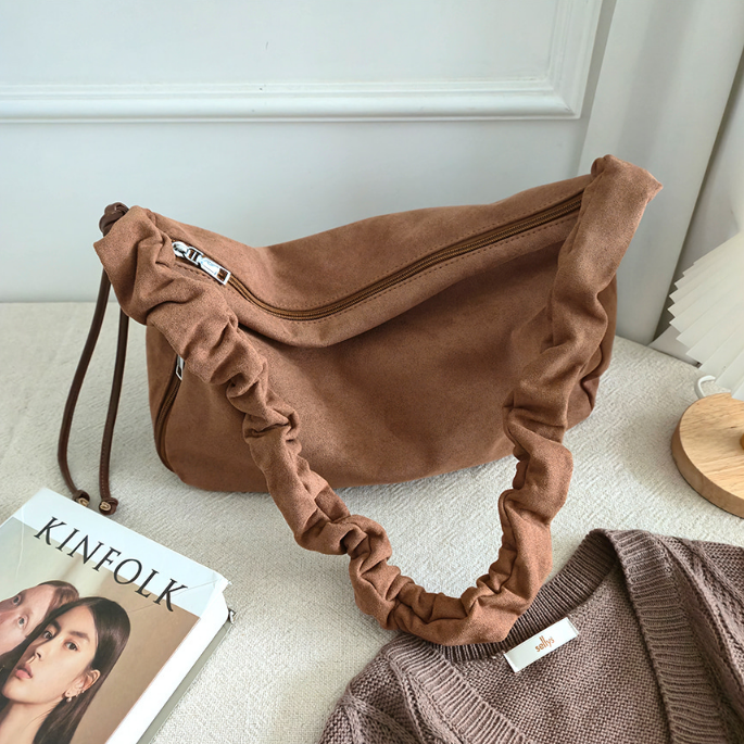 スエード調ジップアップドローストリングポケットショルダーバッグ | 詳細画像17