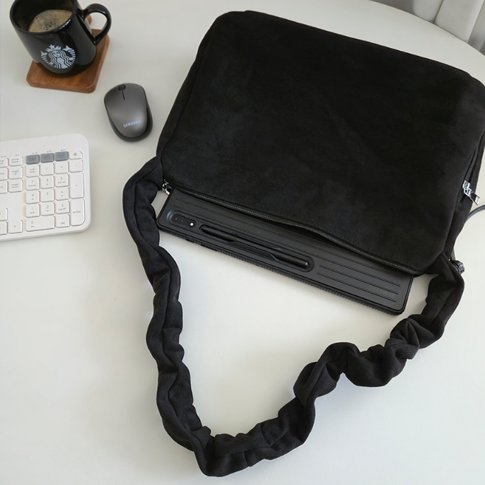 スエード調ジップアップドローストリングポケットショルダーバッグ | 詳細画像24