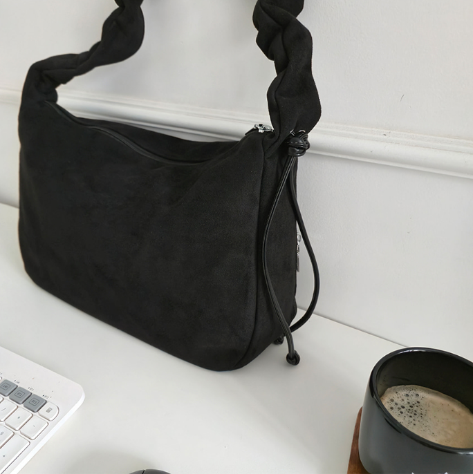 スエード調ジップアップドローストリングポケットショルダーバッグ | 詳細画像27
