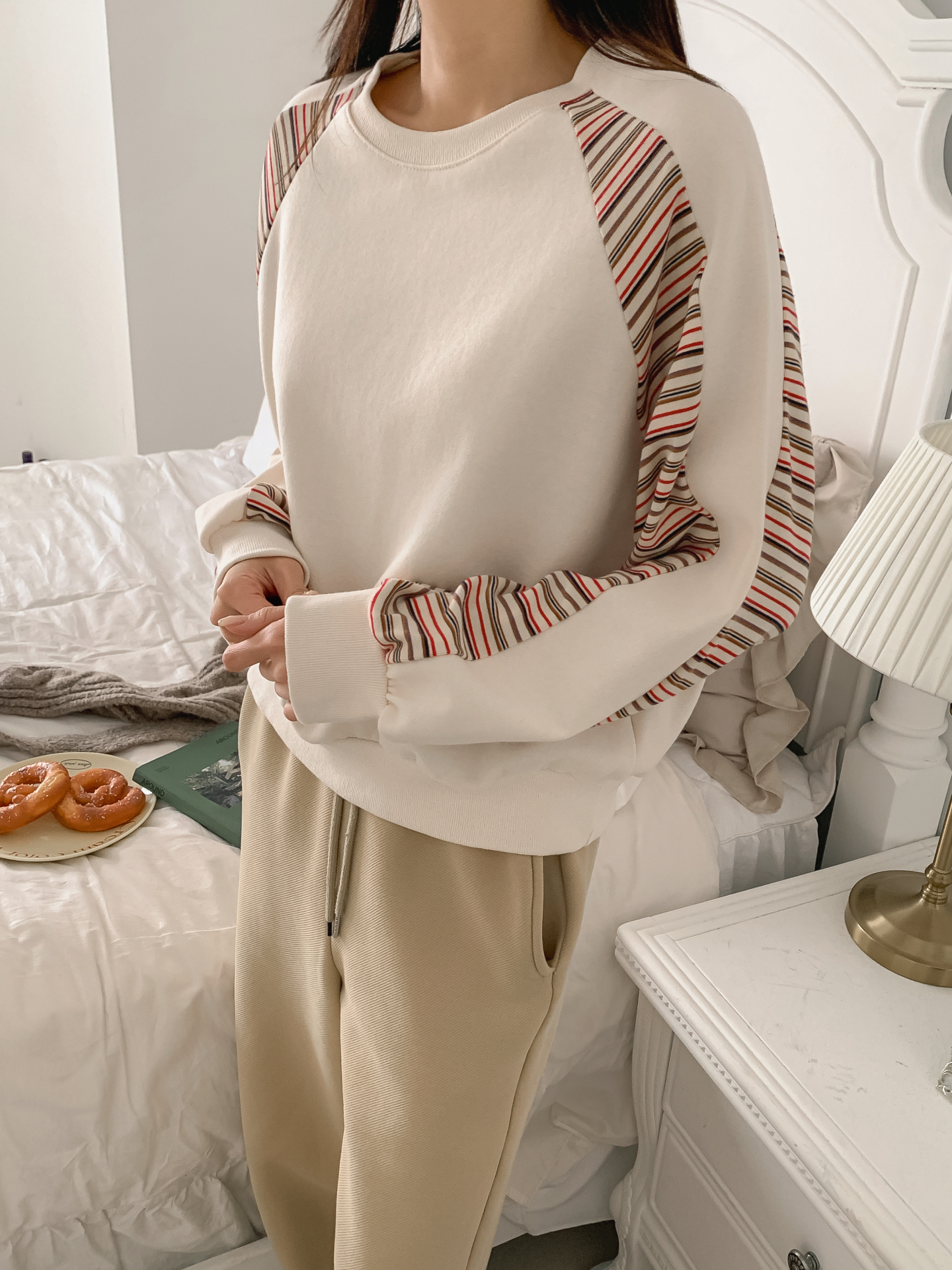 裏起毛ラウンドネックボーダー配色スウェット | 詳細画像7