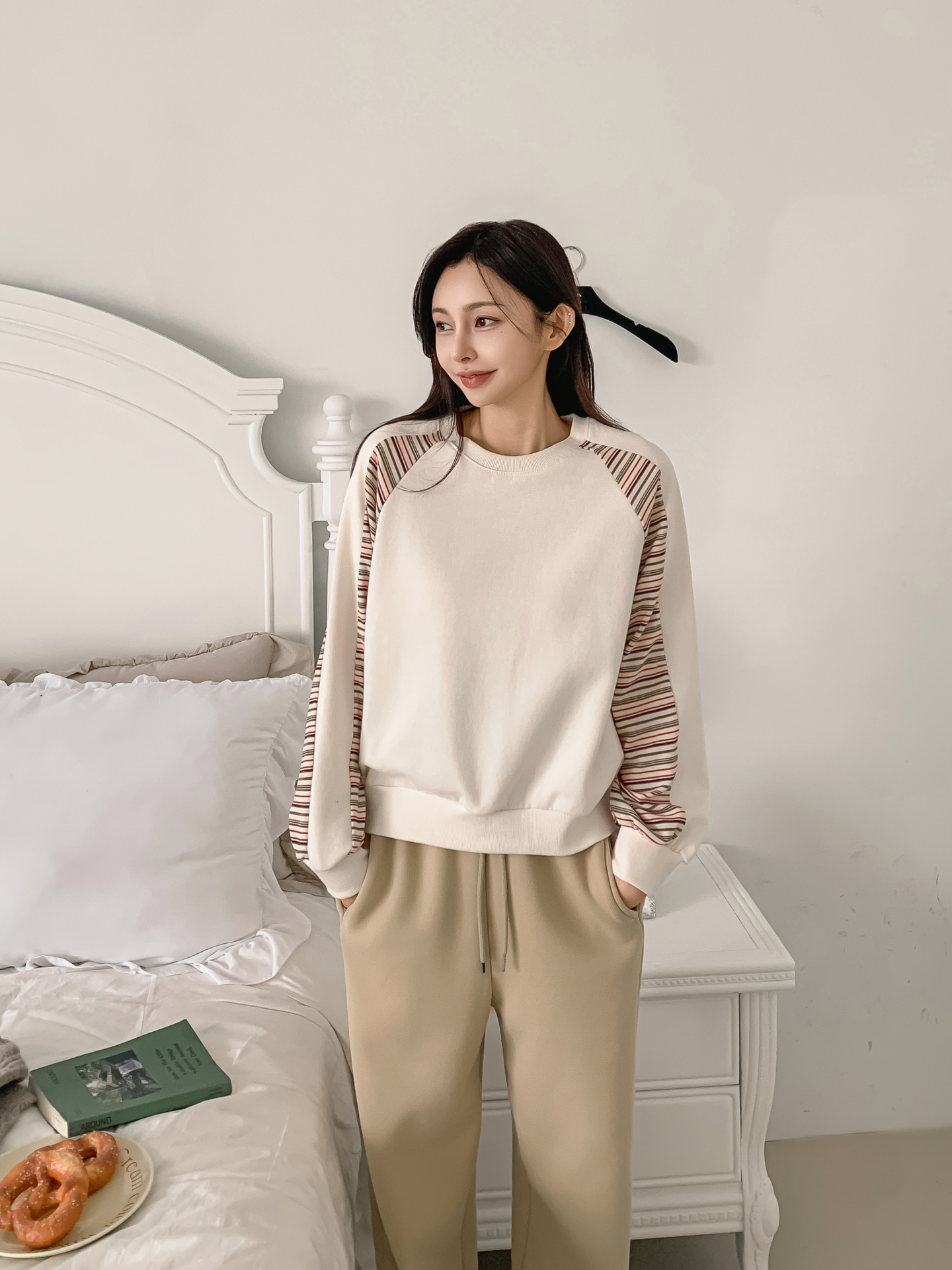 裏起毛ラウンドネックボーダー配色スウェット | 詳細画像5