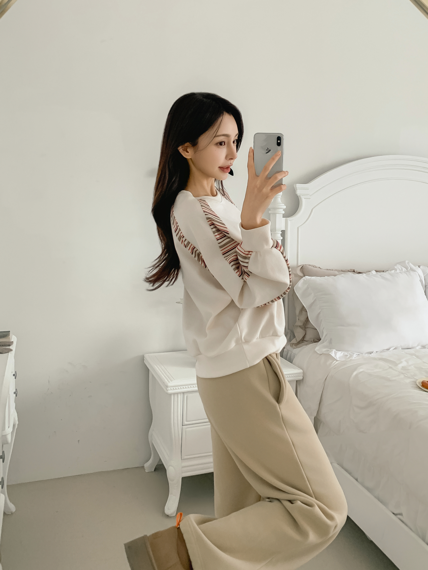 裏起毛ラウンドネックボーダー配色スウェット | 詳細画像4