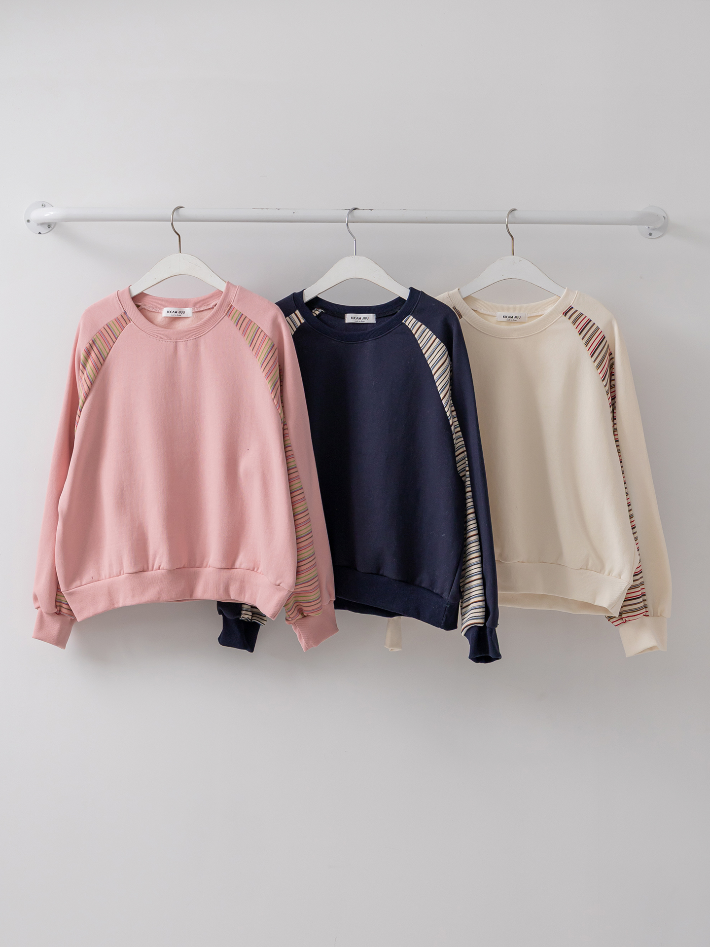 裏起毛ラウンドネックボーダー配色スウェット | 詳細画像2