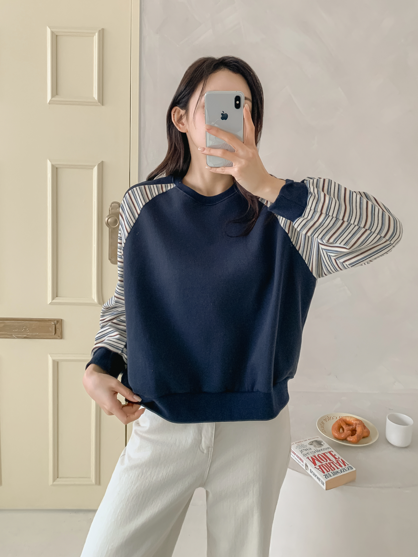 裏起毛ラウンドネックボーダー配色スウェット | 詳細画像20