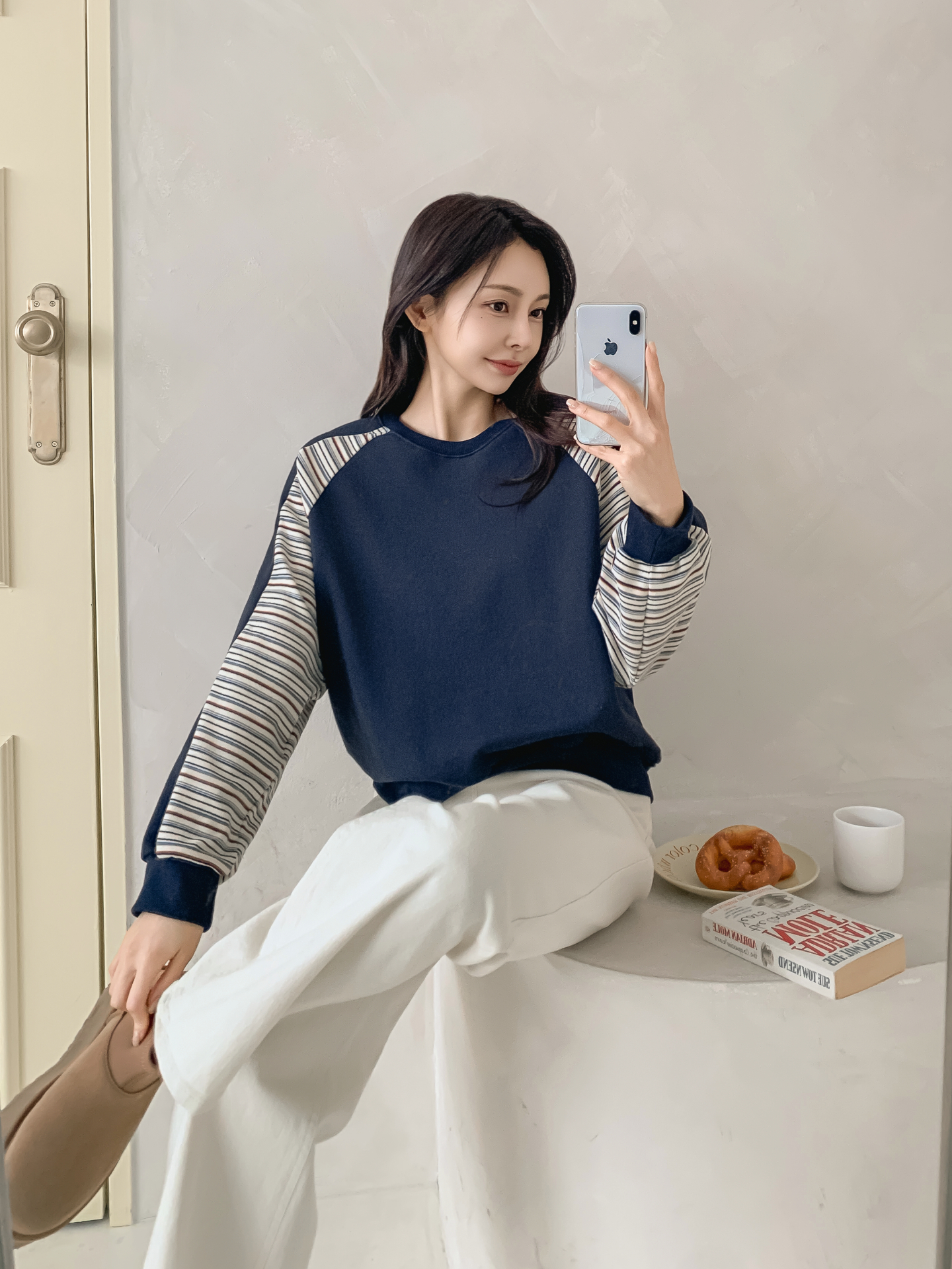 裏起毛ラウンドネックボーダー配色スウェット | 詳細画像21