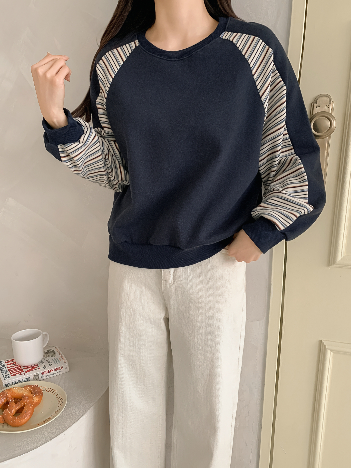 裏起毛ラウンドネックボーダー配色スウェット | 詳細画像23