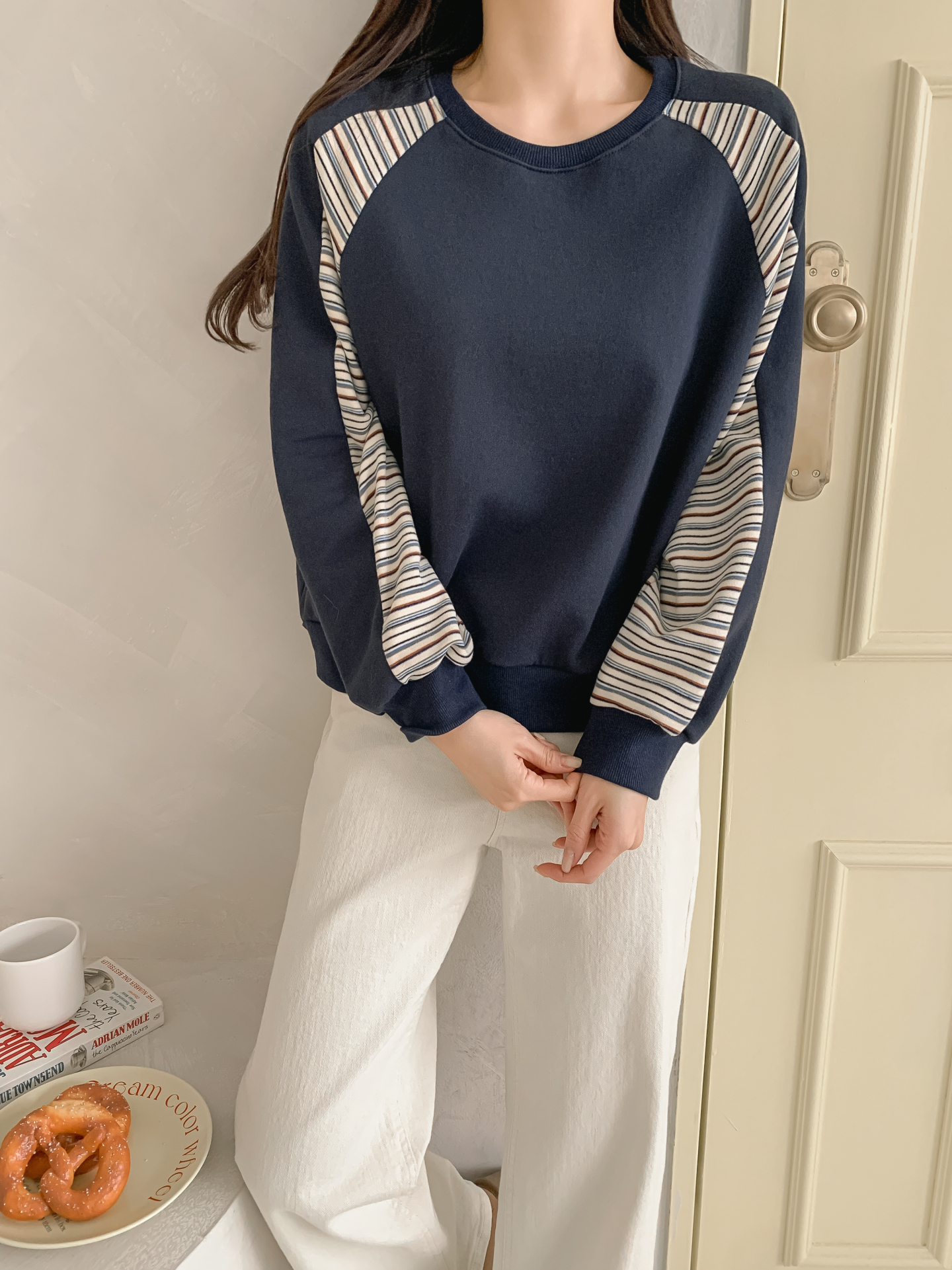 裏起毛ラウンドネックボーダー配色スウェット | 詳細画像24