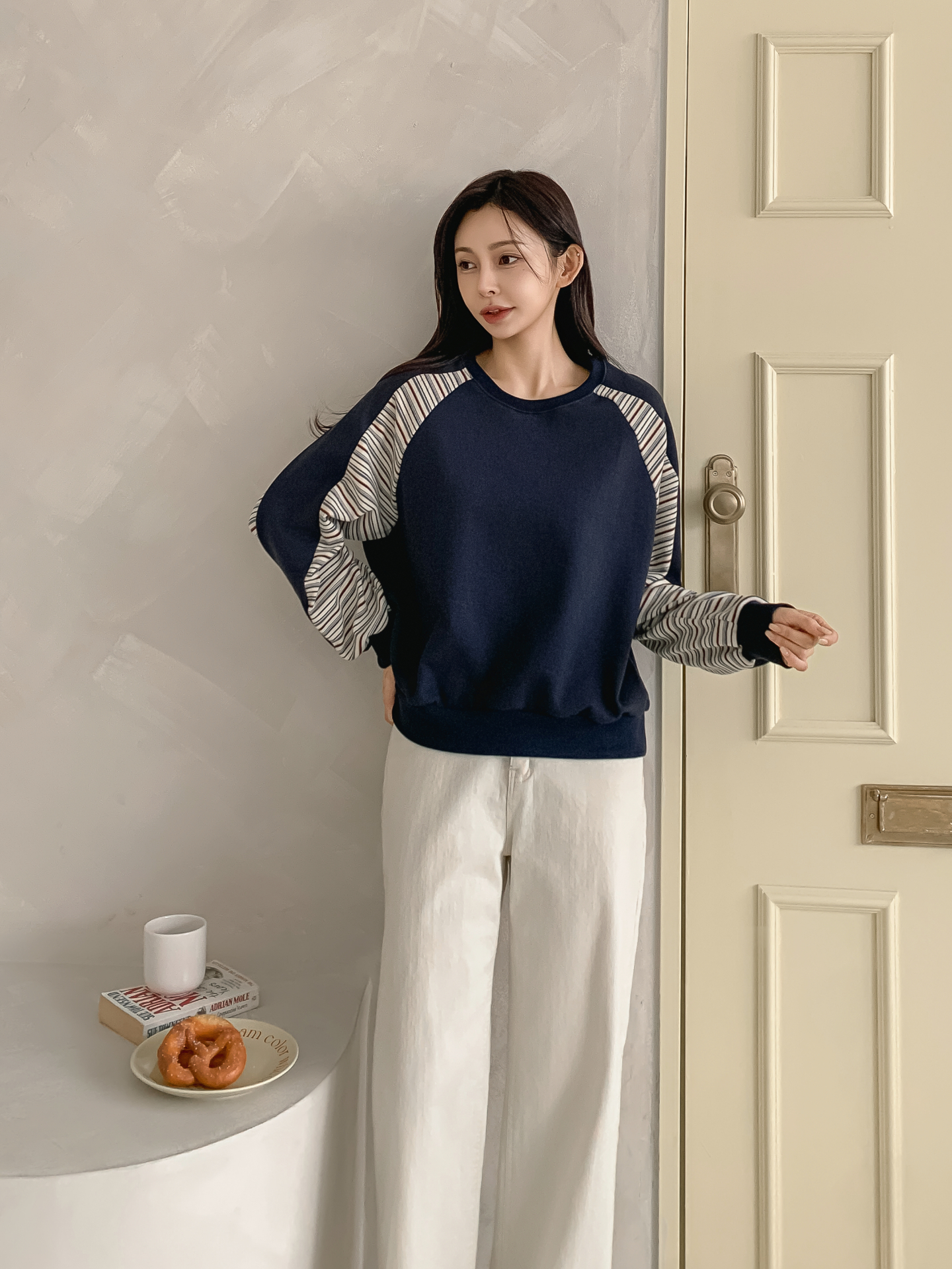 裏起毛ラウンドネックボーダー配色スウェット | 詳細画像25