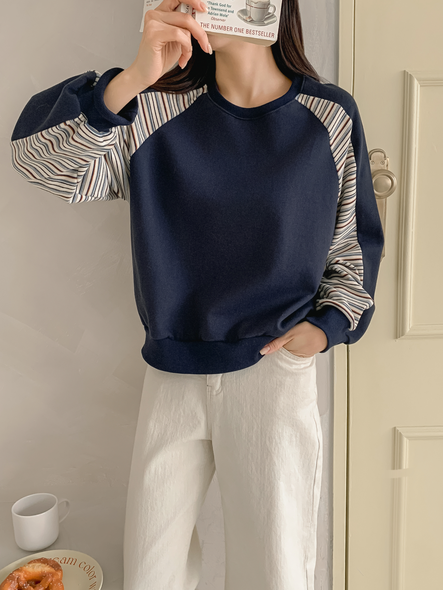 裏起毛ラウンドネックボーダー配色スウェット | 詳細画像26