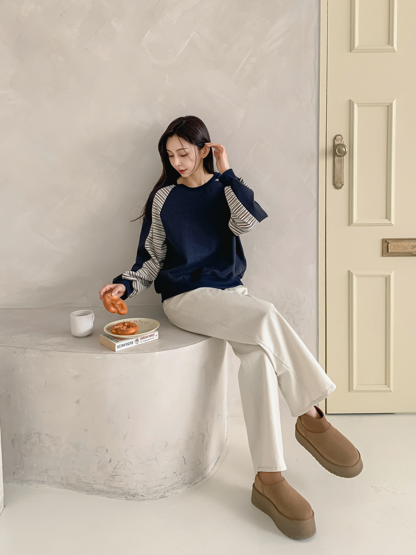 裏起毛ラウンドネックボーダー配色スウェット | 詳細画像32