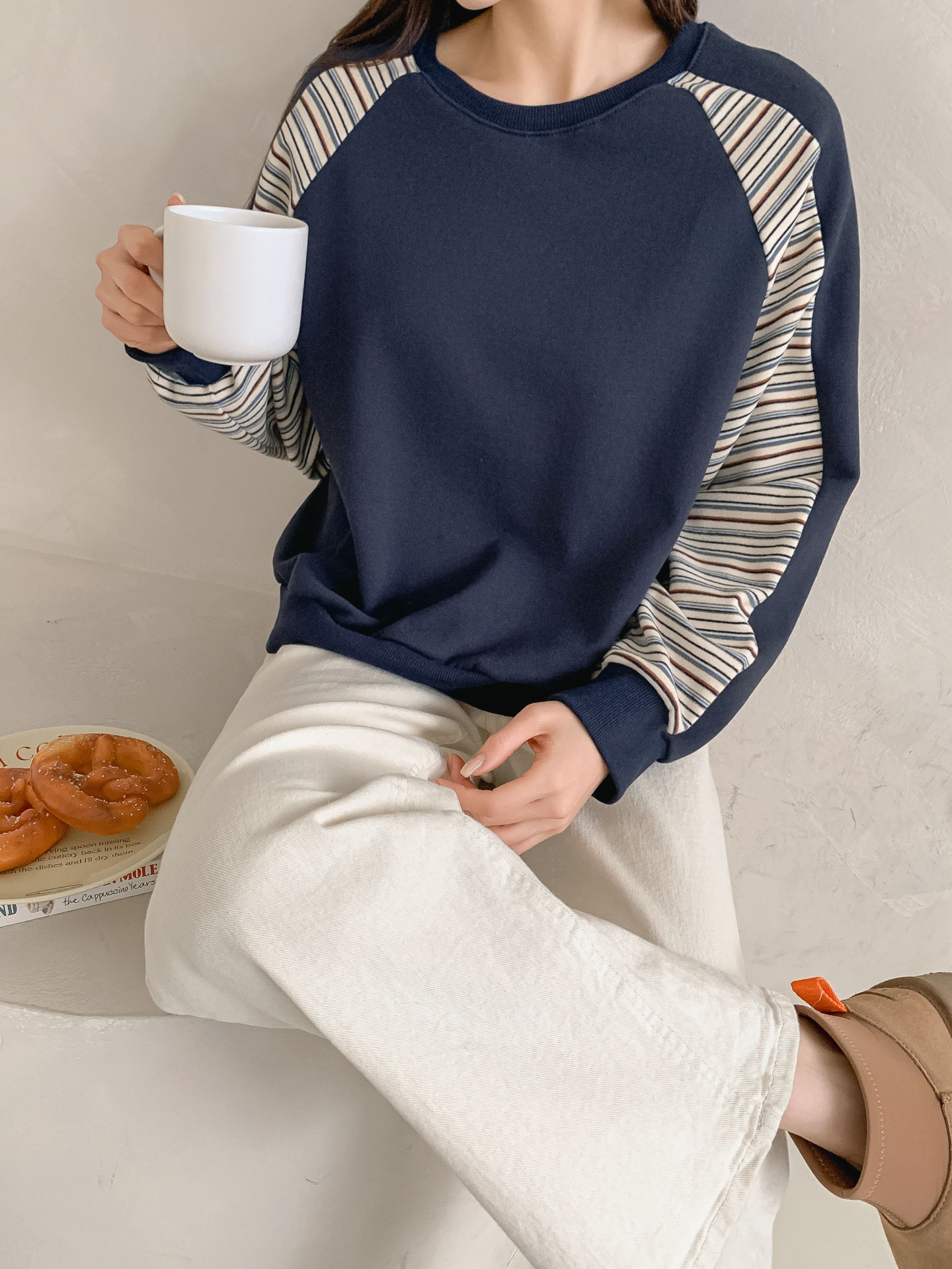 裏起毛ラウンドネックボーダー配色スウェット | 詳細画像33