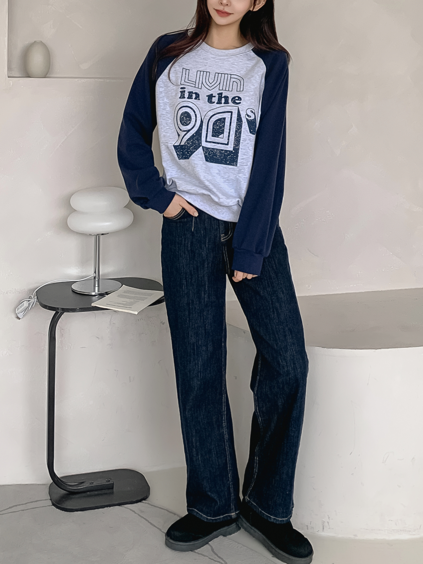 ラウンドネックラグランプリントスウェット | 詳細画像4