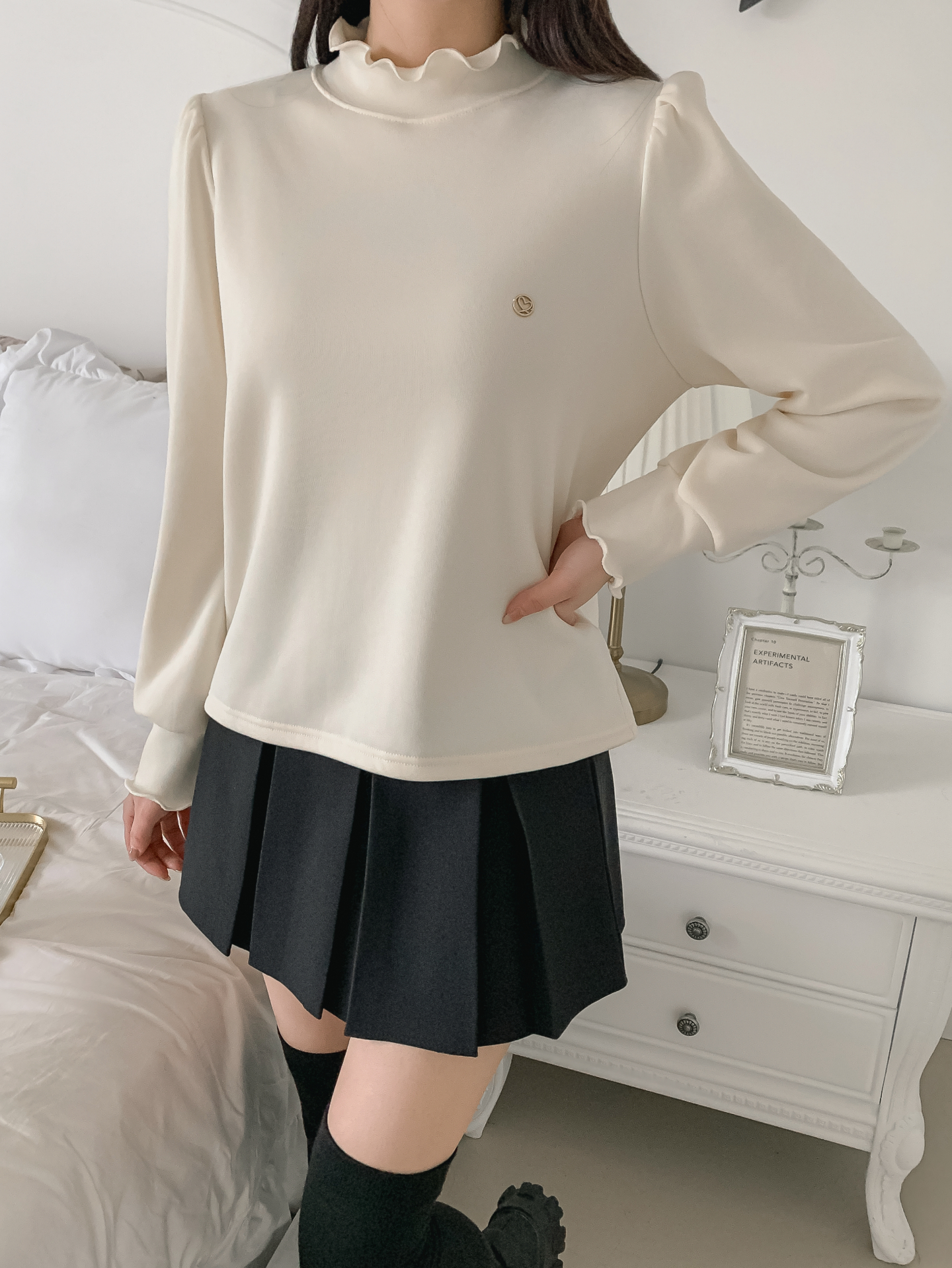 裏起毛ハーフネックメロウシャーリングペンダントブラウス | 詳細画像5