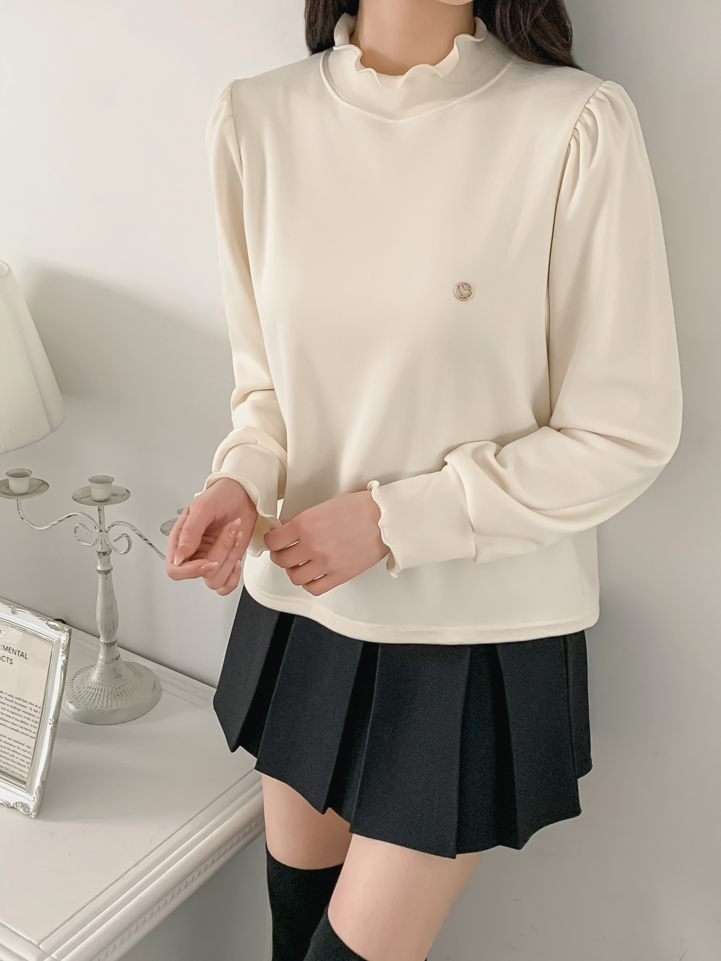 裏起毛ハーフネックメロウシャーリングペンダントブラウス | 詳細画像15