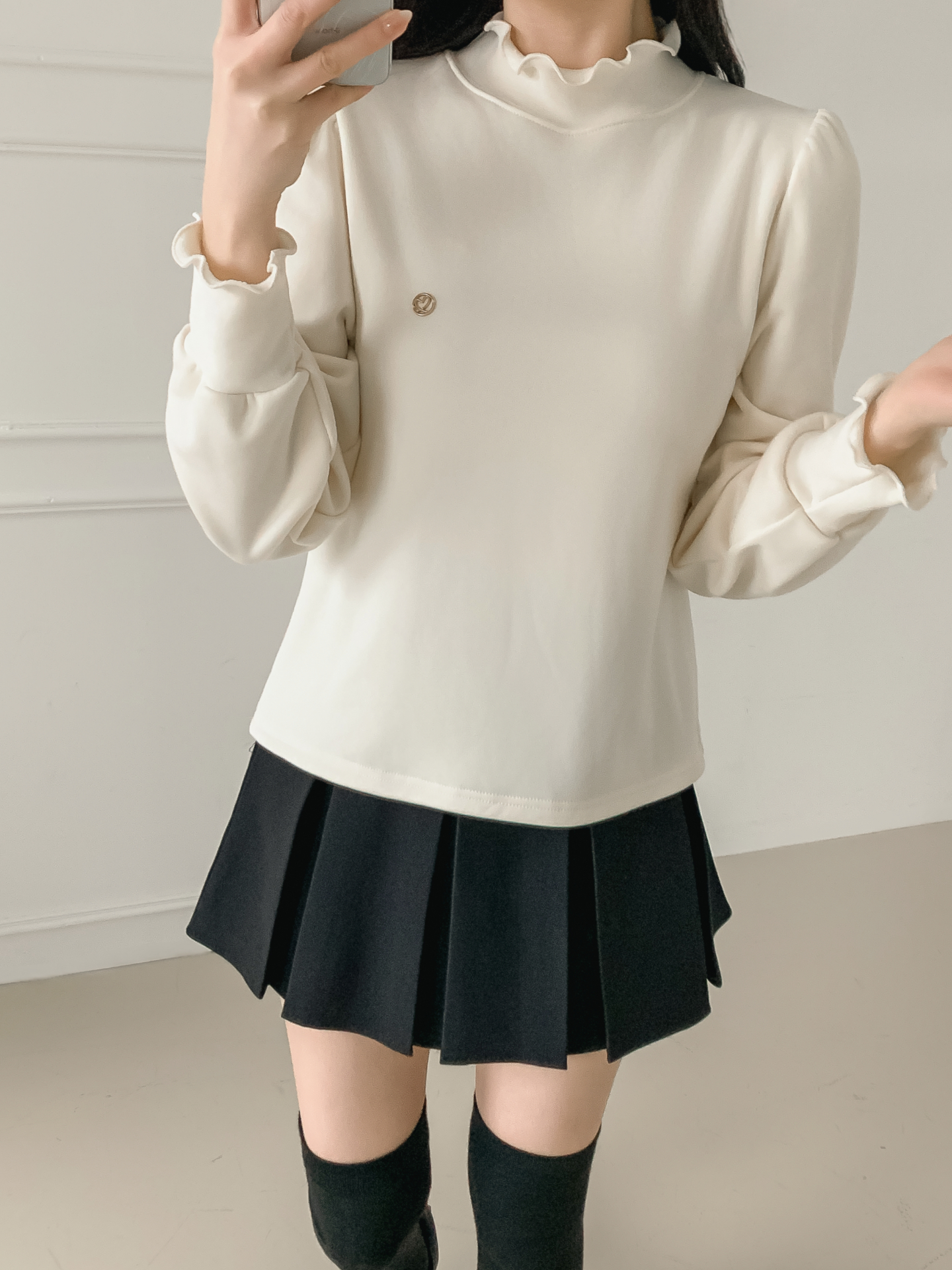 裏起毛ハーフネックメロウシャーリングペンダントブラウス | 詳細画像18